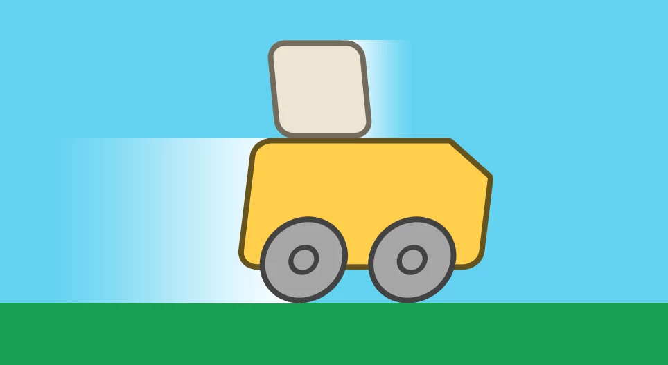 Box skidding on the platform of an accelerating truck