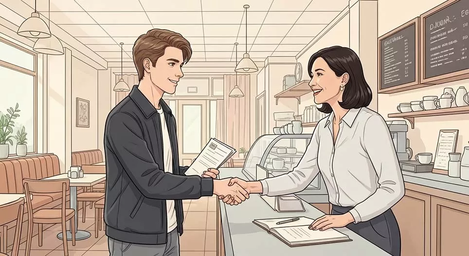 Colloquio di lavoro in un bar