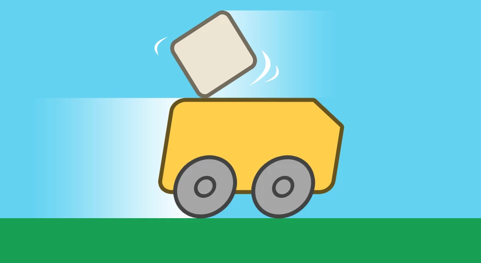 加速する車でひっくり返る箱