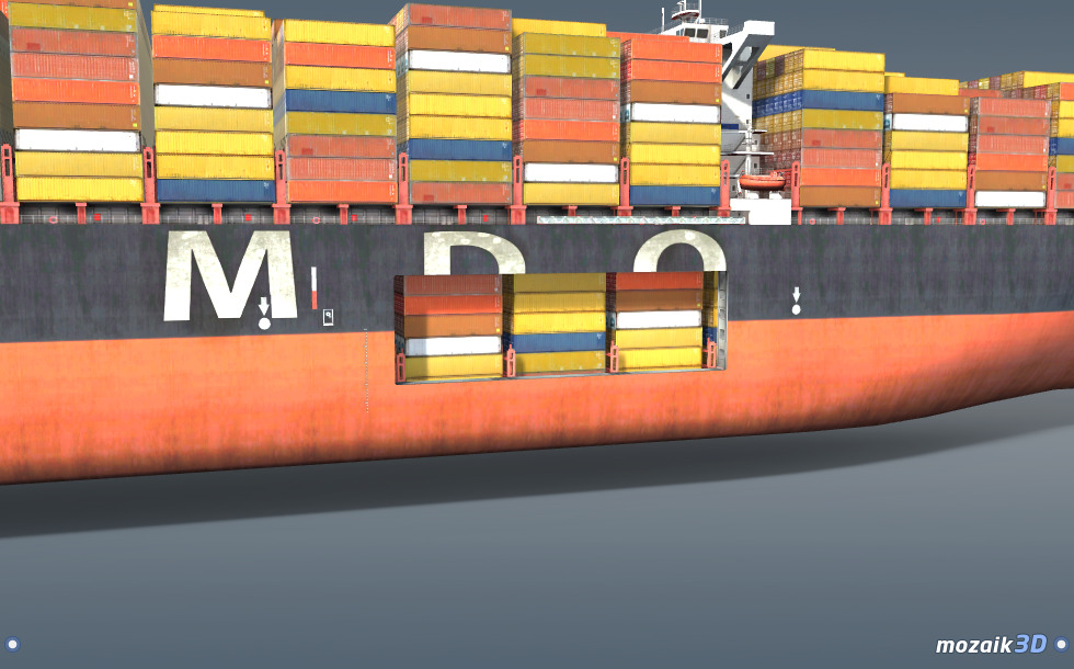コンテナ船 - 3Dシーン - CN Mozaikデジタル教育と勉強