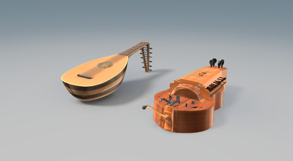 Lute and hurdy-gurdy