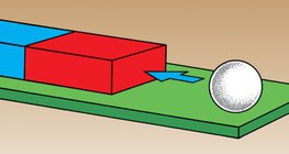 Żelazna kula jest przyciągana przez magnes