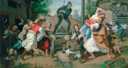 Mihály Munkácsy: Wielkanocne polewanie (1865)