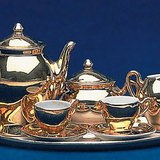 Gold-plated porcelain tea set