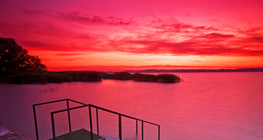 Zachód słońca nad jeziorem Balaton (Węgry)