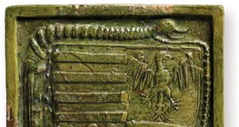 Herb króla Zygmunta na współczesnym szkliwionym kaflu