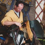 Saddler at work today, practising an ancient trade