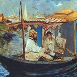 Édouard Manet - Monet in his Studio Boat (1874, Impressionism)