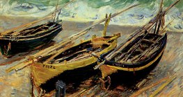 Monet: Trzy łodzie rybackie (1886, impresjonizm)