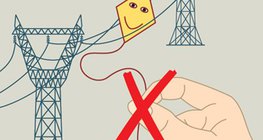 Nie chwytaj nawet za linkę latawca zaczepionego o przewody wysokiego napięcia!