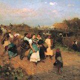 Lajos Deák-Ébner - Żniwiarze wracający do domu (1881)