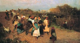 Лайош Деак-Эбнер: «Возвращающиеся домой жнецы» (1881, Венгерская национальная галерея)