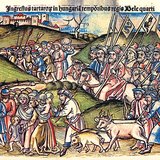 Depiction of the Mongol invasion of Europe in the Chronica Hungarorum written by Johannes de Thurocz