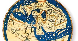 Mapa arabskiego geografa, Al-Idrisiego, wyryta na srebrnej płycie (XII w.)