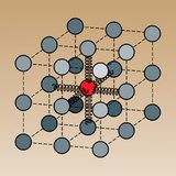 A model of vibrating particles in a solid material
