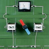 회전식 자석과 고정된 코일로 교류를 유발시키는 방법. 유발된 전류를 전류계로 측정