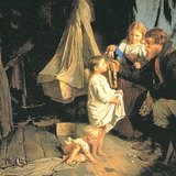 Wnętrze chaty rosyjskiego chłopa