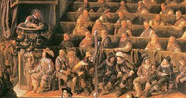 Galileusz (lewy górny róg) na procesie inkwizycyjnym