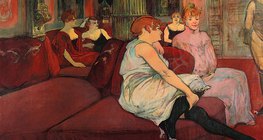 Toulouse-Lautrec - Salon de la Rue des Moulins (1894, postimpresjonizm)