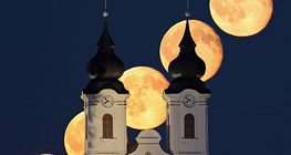 Seria zdjęć prezentująca wschód Księżyca