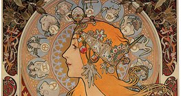 Alfons Mucha: Kalendarz La Plume (plakat, secesja)