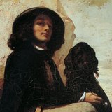 Gustave Courbet: Autoportret z czarnym psem (1844, Realizm, fragment)