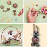 秋の果物から人物を作る