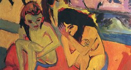 Ernst Ludwig Kirchner: Rozmawiające nagie dziewczyny (ok. 1910, ekspresjonizm)