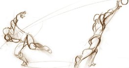 Атлет, толкающий ядро, с большой силой ускоряет его на большое расстояние