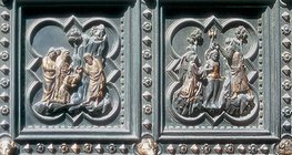 Płaskorzeźby na południowych drzwiach chrzcielnicy św. Jana we Florencji (Ghiberti, 1452)