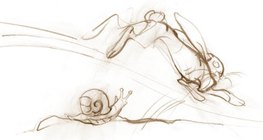 Ślimak jest powolny, podczas gdy królik jest szybki.