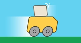 加速する車で滑る箱