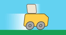加速する車で滑る箱