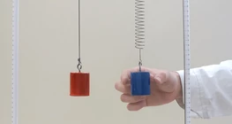 ゴム糸とコイルばねで振動する物体の運動の比較