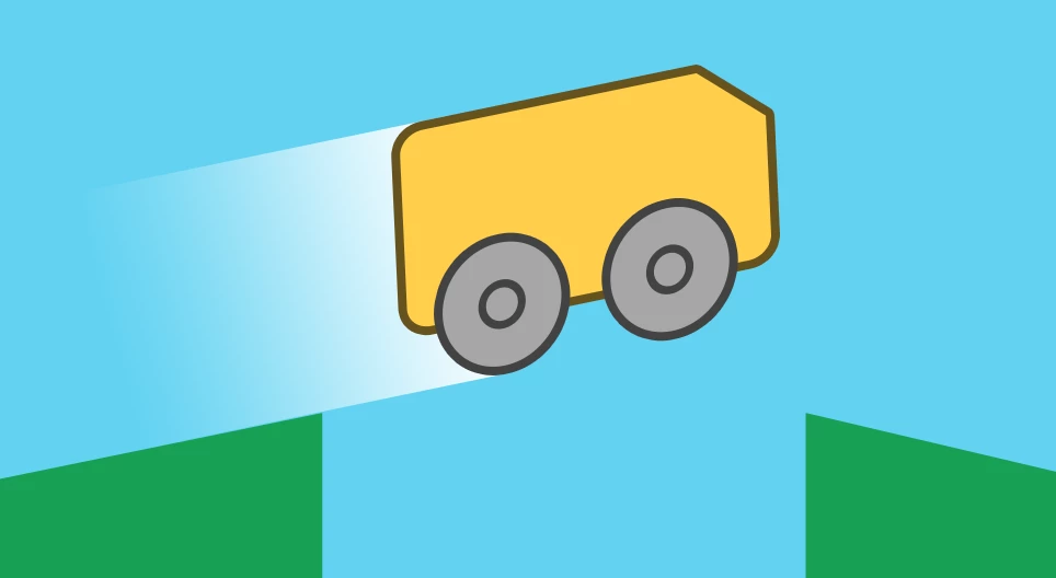 Car jumping over a gap