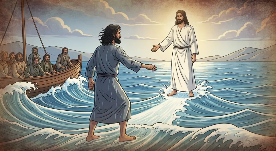 Peter walks on the water