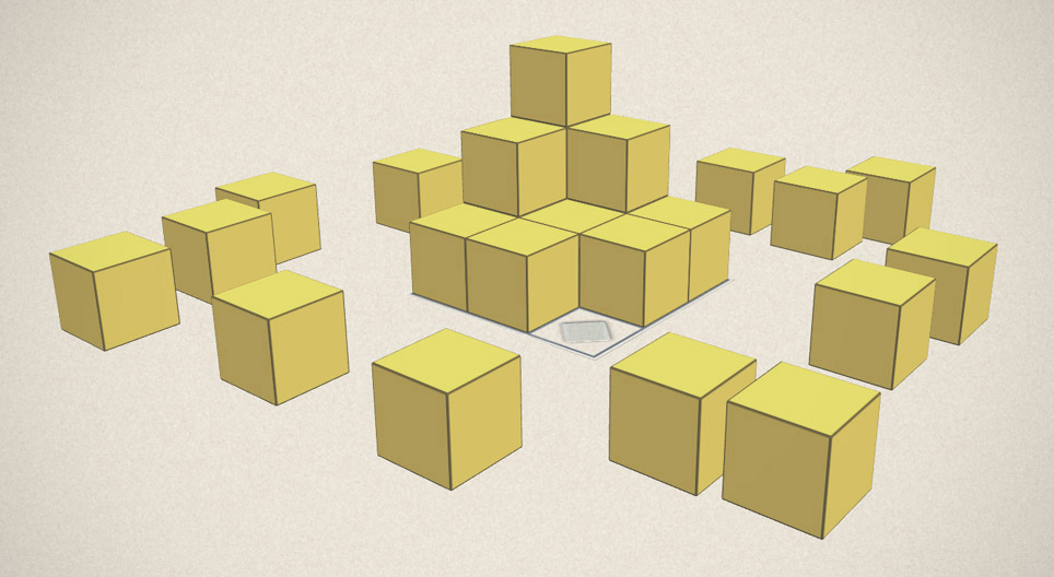 Układanie brył geometrycznych (w jednym kolorze)