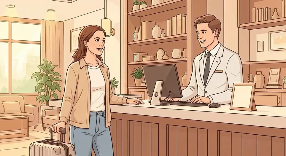 La recepția unui hotel