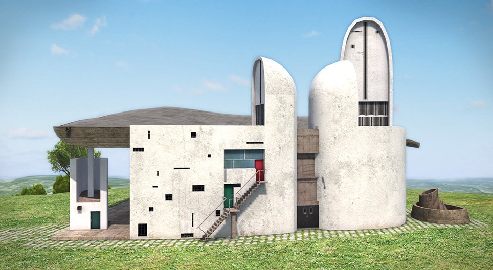 Capela de pelerinaj Notre Dame du Haut (Franța, Ronchamp, 1950)